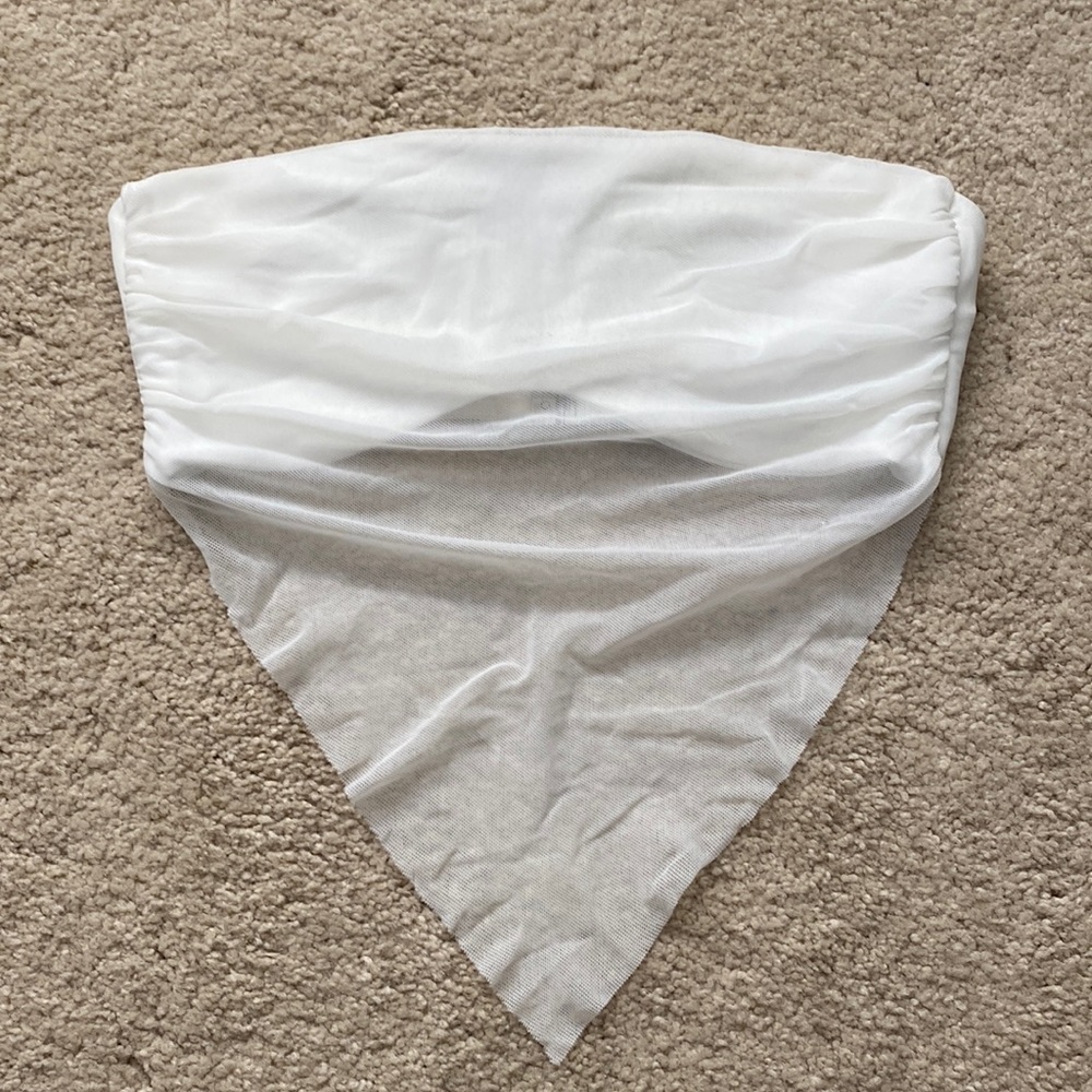 Tiger Mist White Bandeau Top with Sheer Fabric
